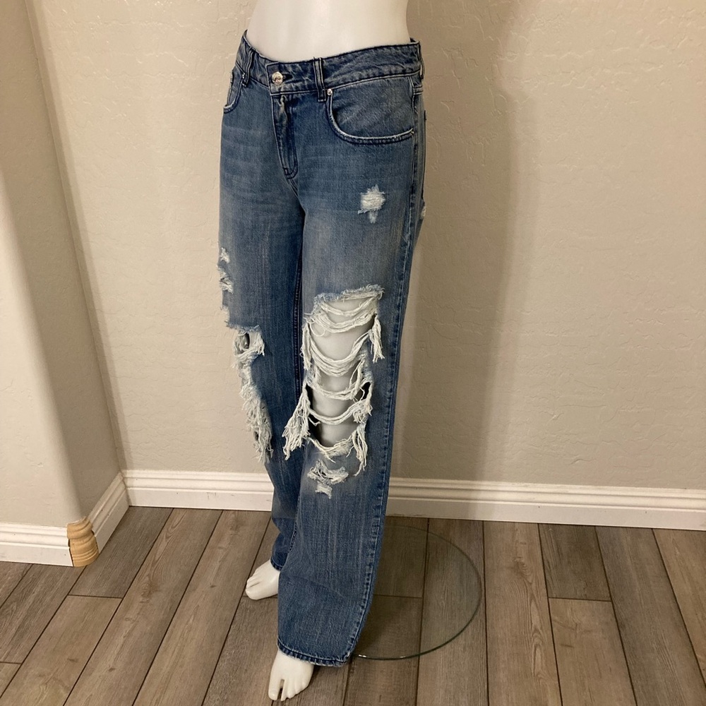 Retrofête Low Rise Chris Jean Distressed In Sea Size 28 - Picture 11 of 14